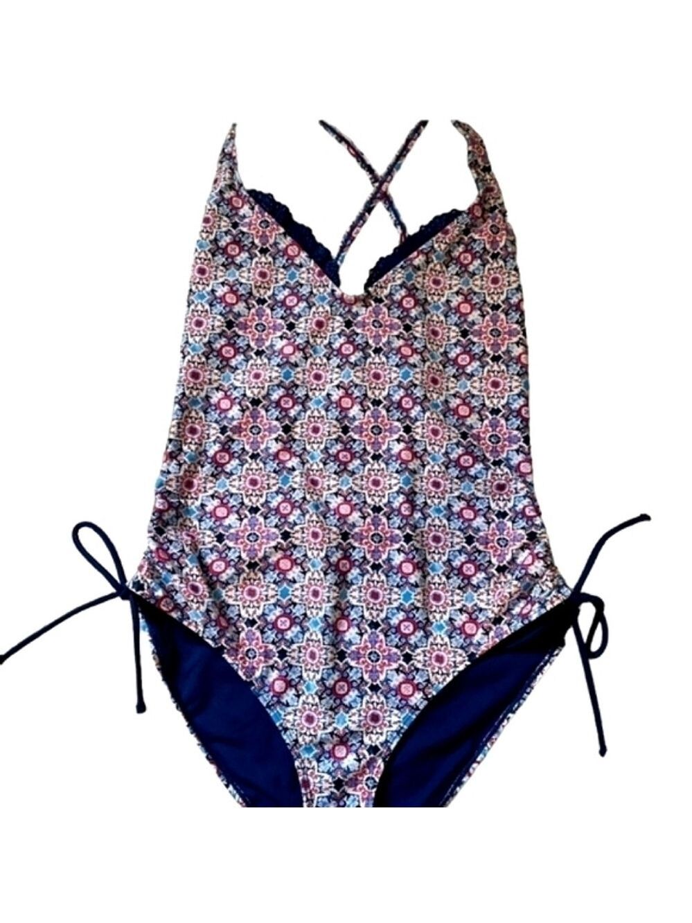 WINNERS One piece Blue Multi Colored Floral Print Bathing Suit Size XL
